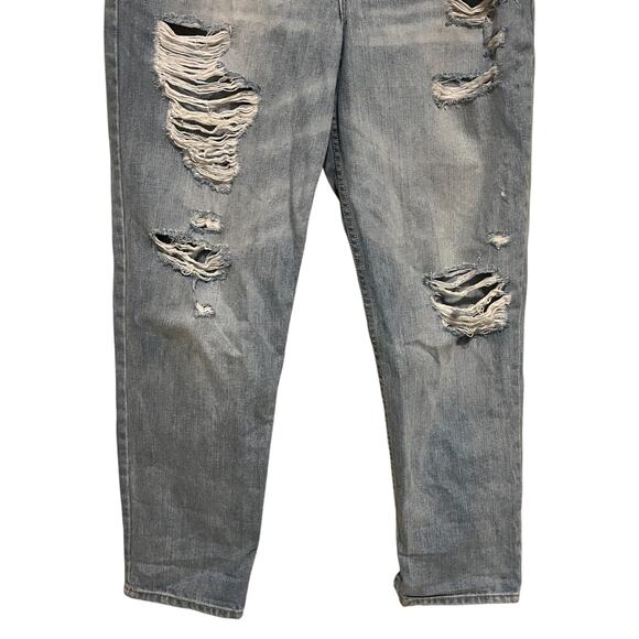 Abercrombie & Fitch A&F Button Fly High Rise Distressed Jeans Blue Size 28 - Picture 4 of 7